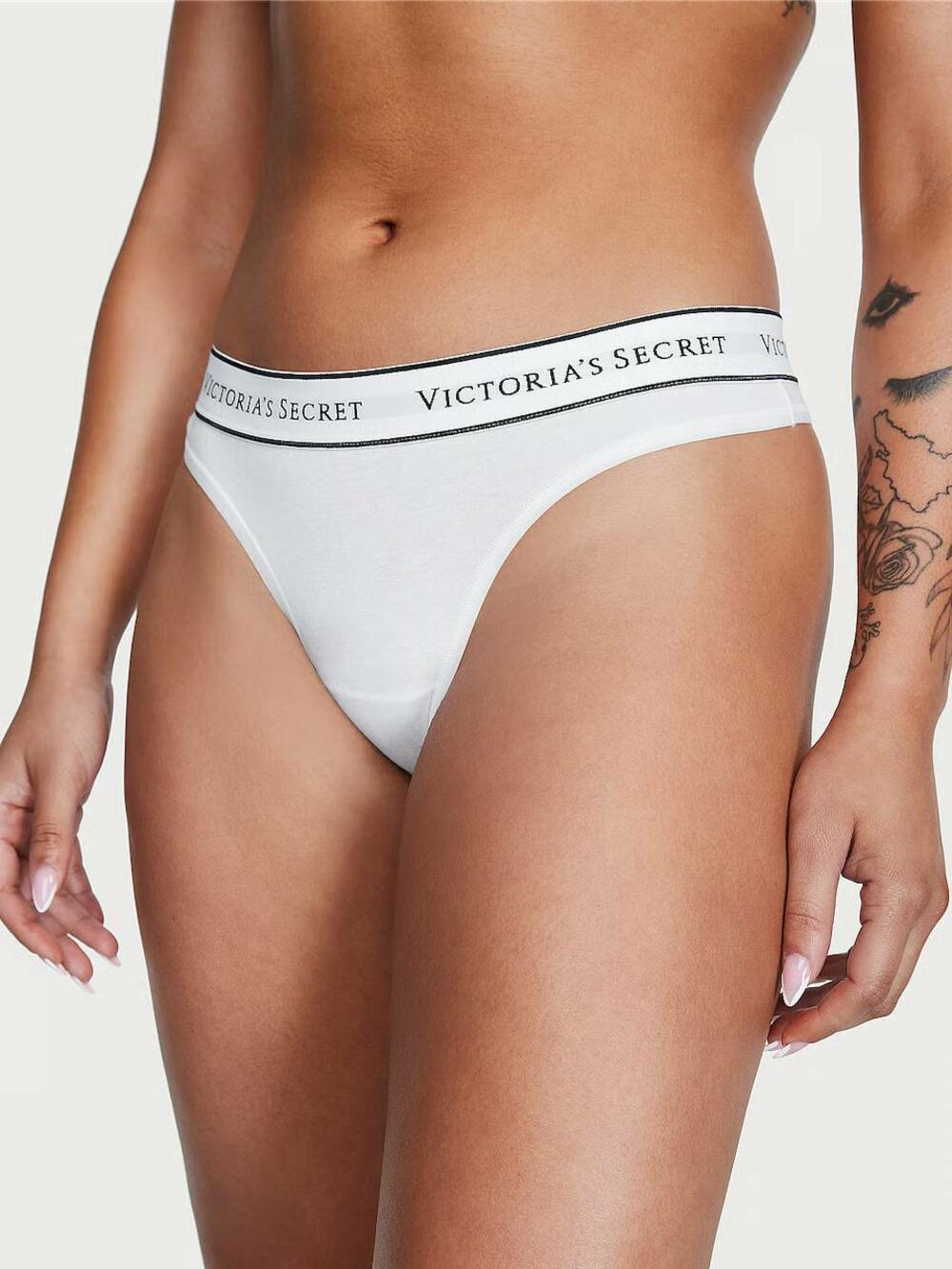 Трусики стрінги Logo Cotton Розмір S White