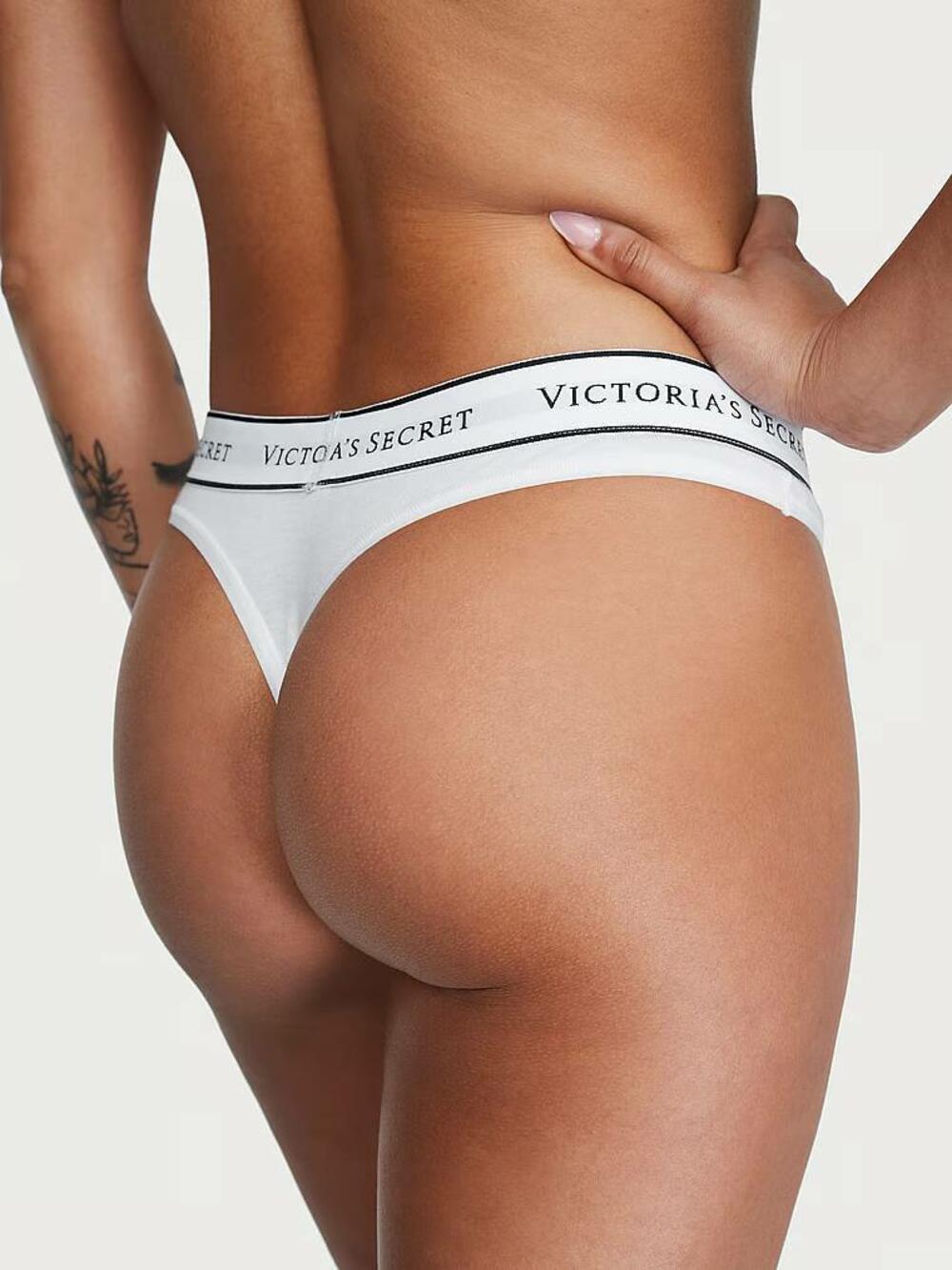 Трусики стрінги Logo Cotton Розмір S White