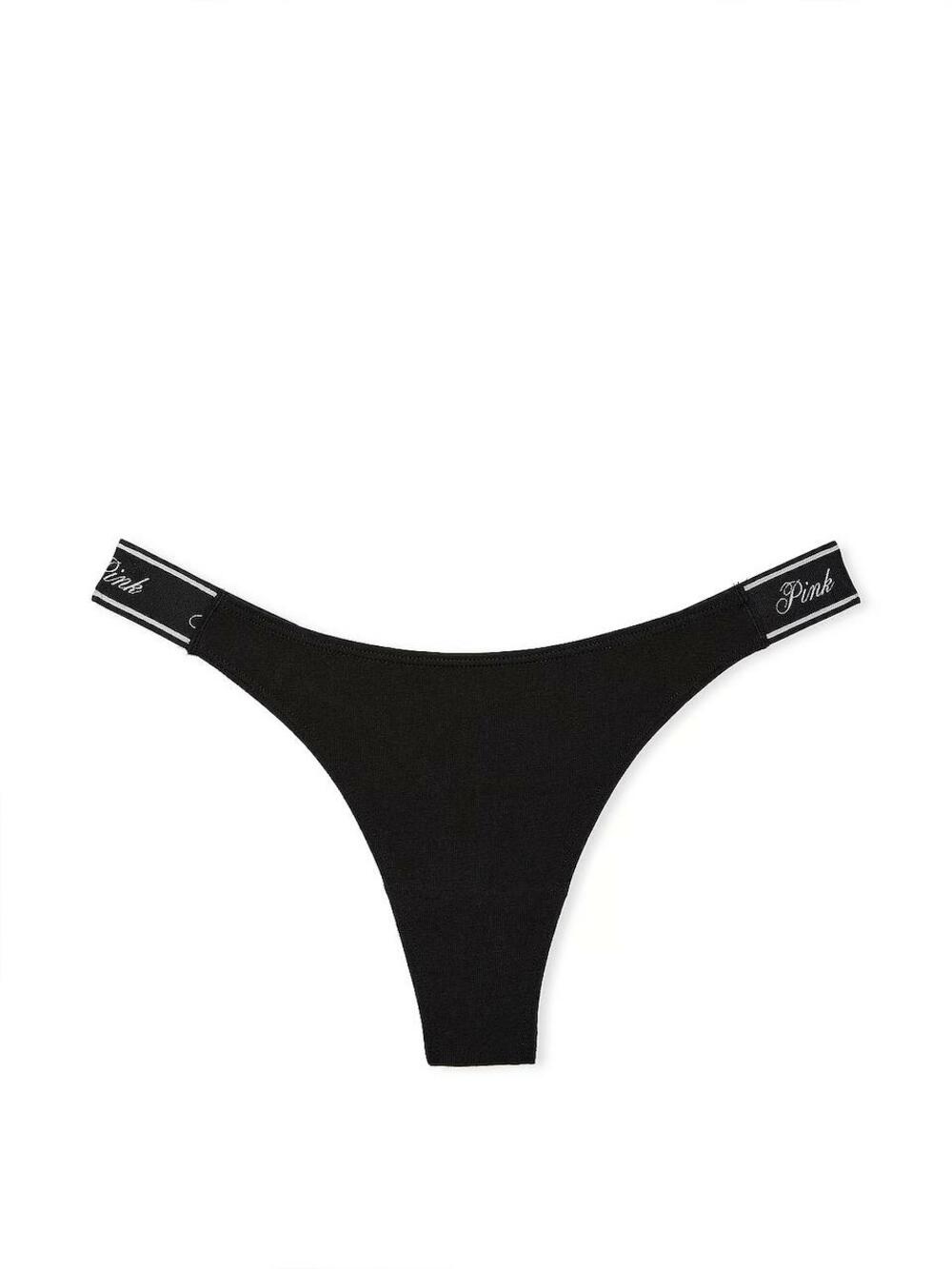 Logo PINK широке High-Leg Стрінги Розмір XS Black