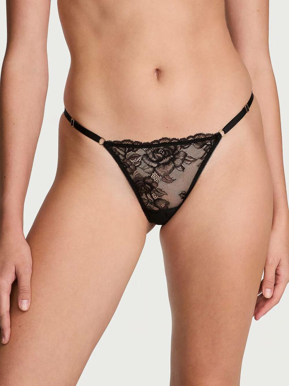 Rose Lace Adjustable V-String Panty розмір S Black 54A2