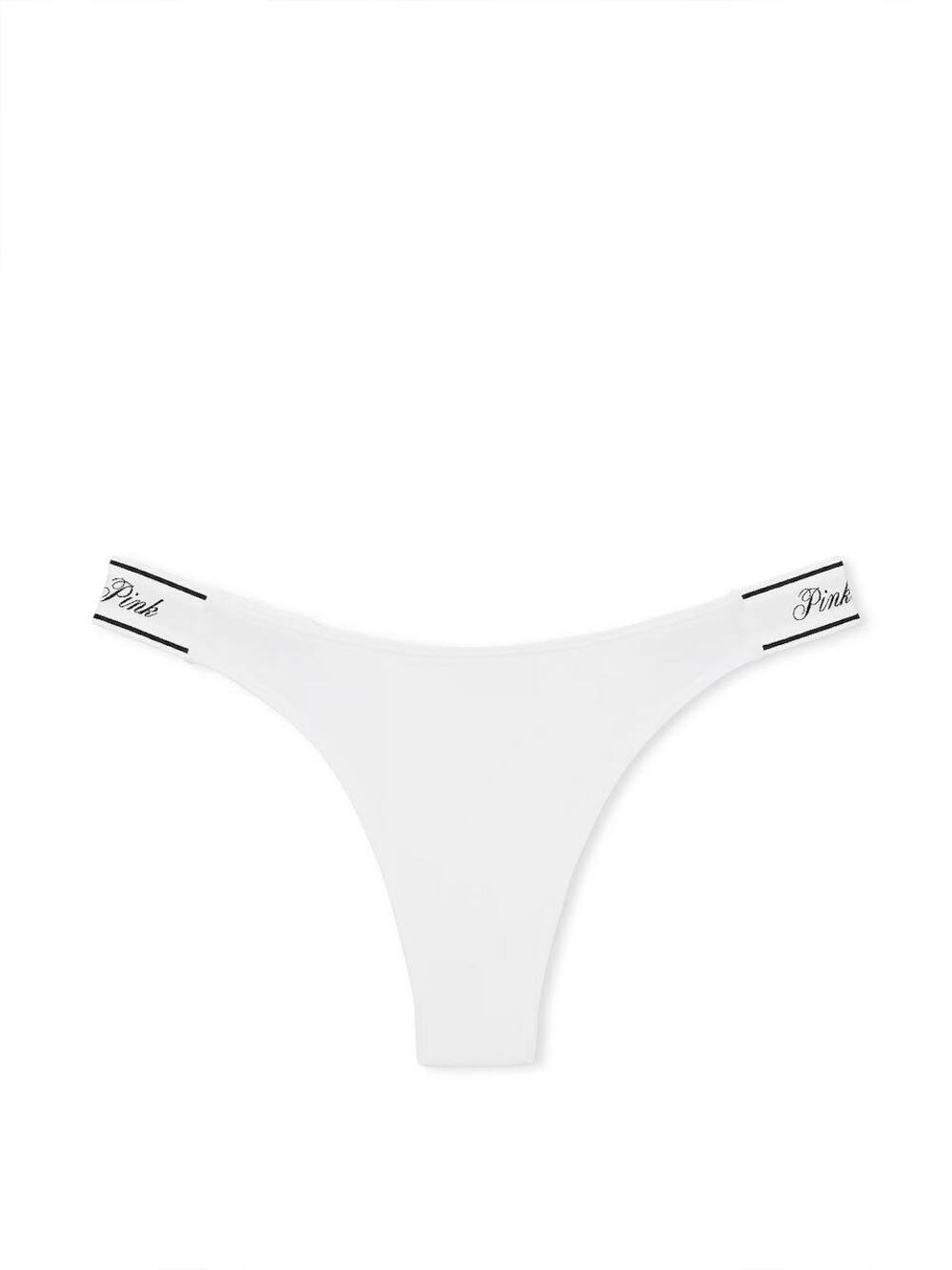 Logo PINK широке High-Leg Стрінги Розмір XS VS White (95D1)