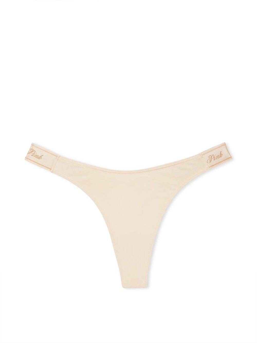 Logo PINK широке High-Leg Стрінги Розмір XS Marzipan (39H6)