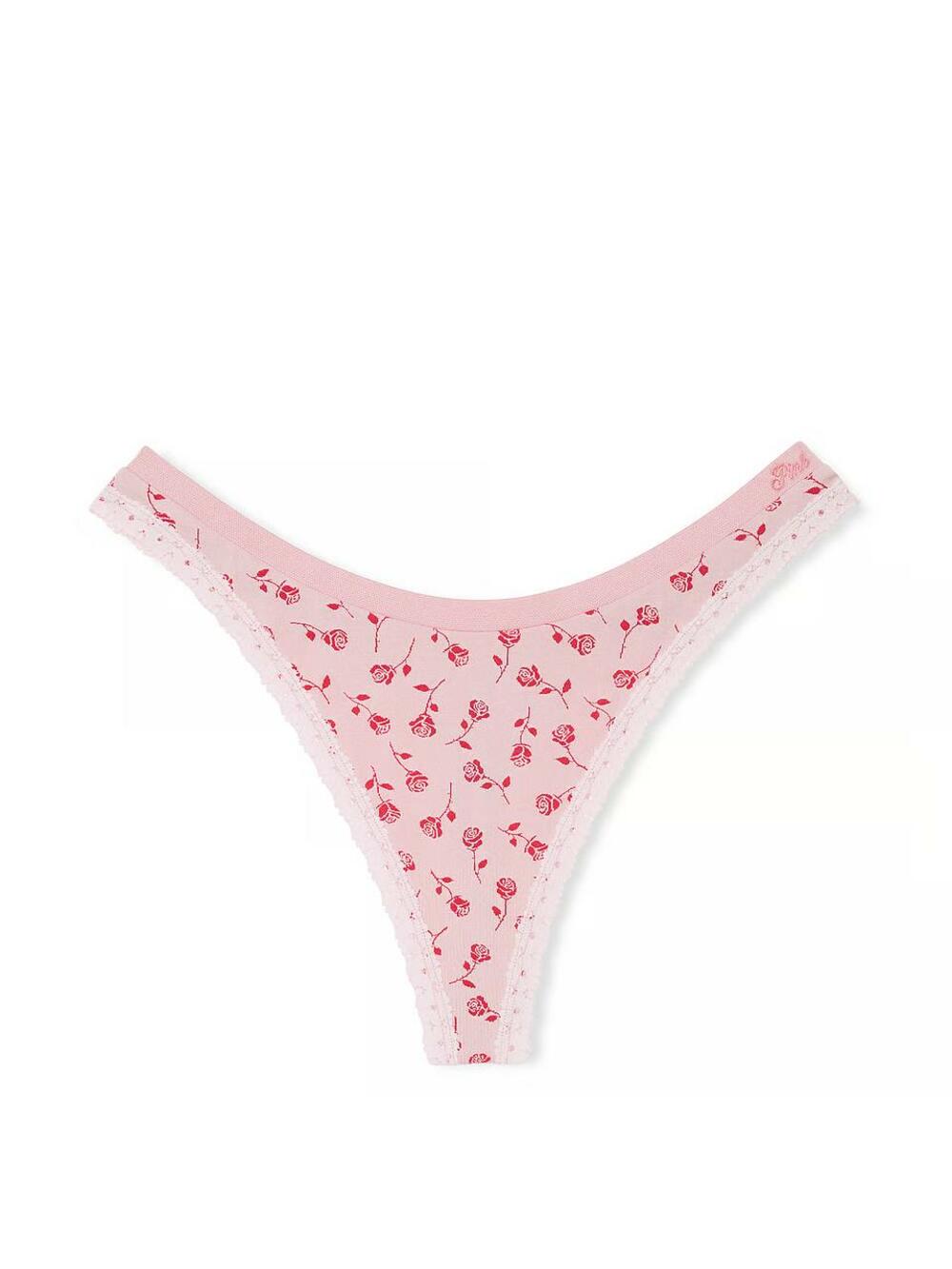 Трусики стрінги Seamless HIGH-LEG Розмір М Pink Tulip Wildrose Print 6H6G