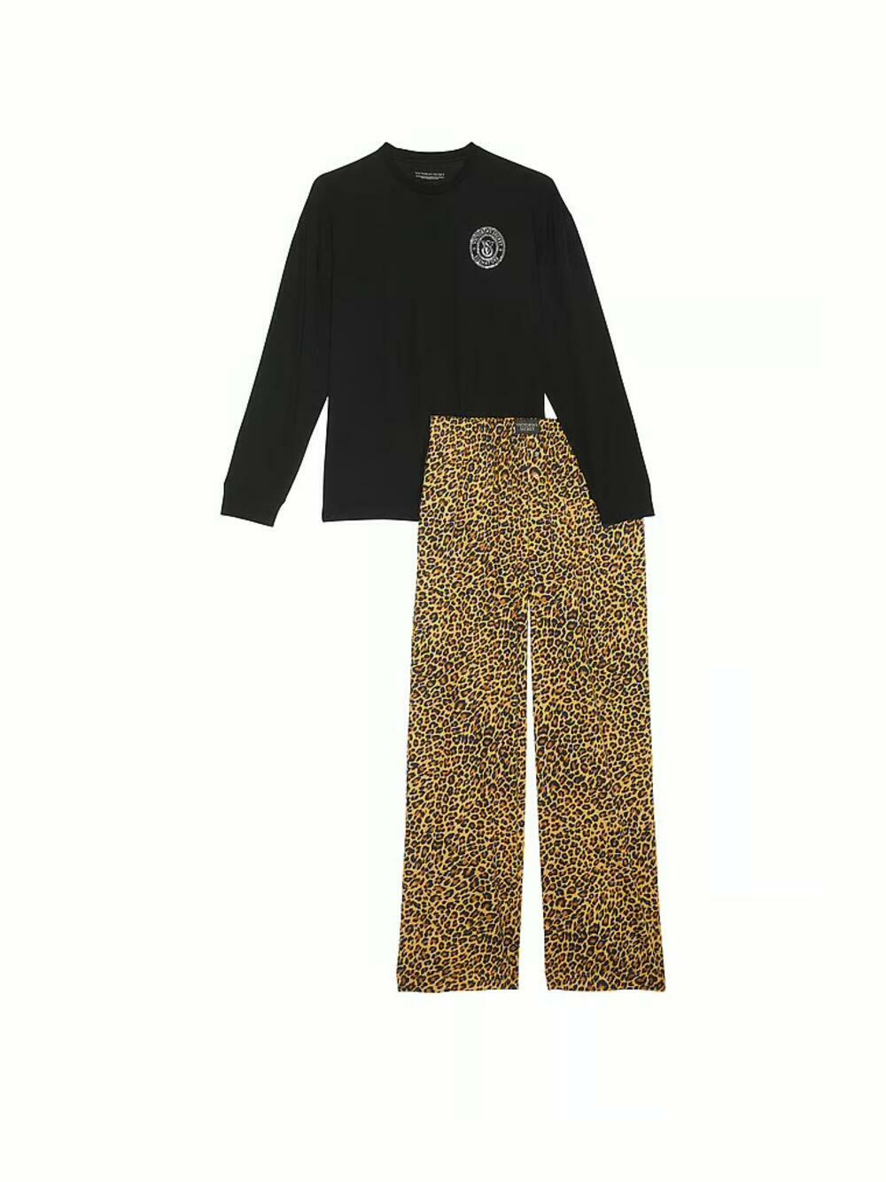 Фланелева піжама з лонгслівом 6F98 Safari Gold Leopard, Розмір S