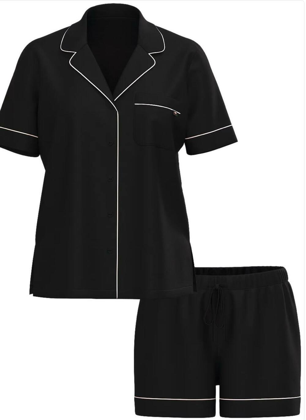 Модалова піжамка з шортами 54A2 чорний, Розмір ХS