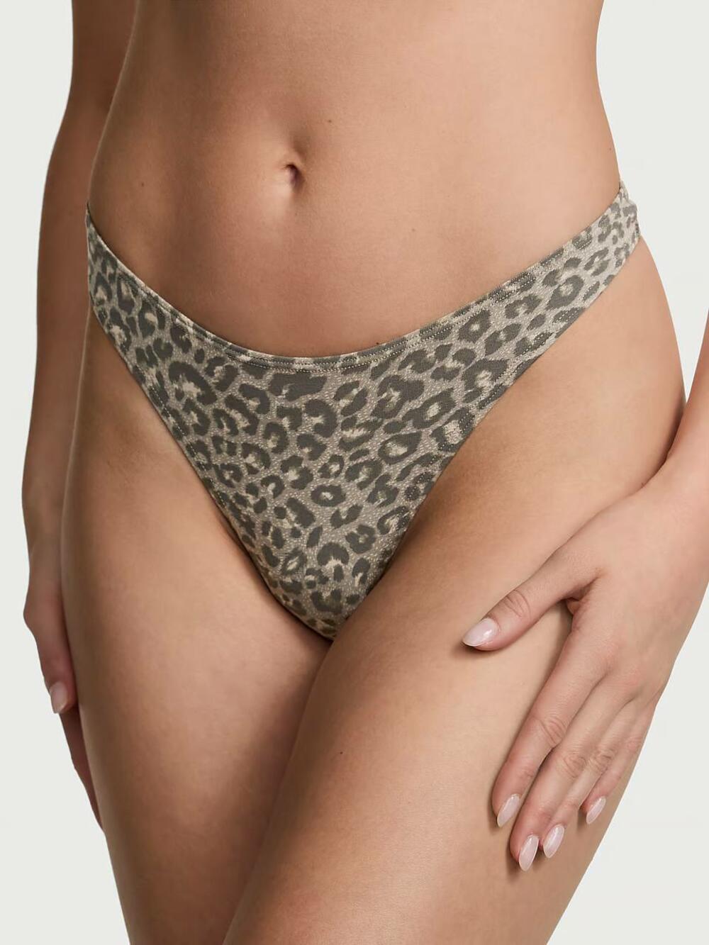 Stretch Cotton стрінги Розмір M Dove Grey Leopard