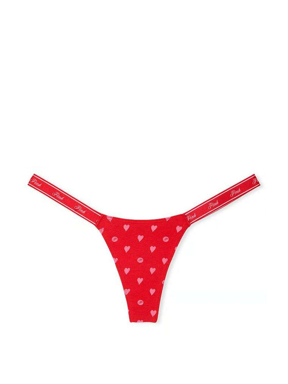 LOGO тонке PINK HIGH-LEG стрінги розмір М Bright Vermillion Heart Dot Print