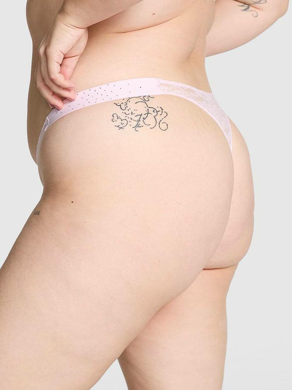 Logo PINK широке High-Leg Стрінги Розмір S Pink Tulip (69IO)