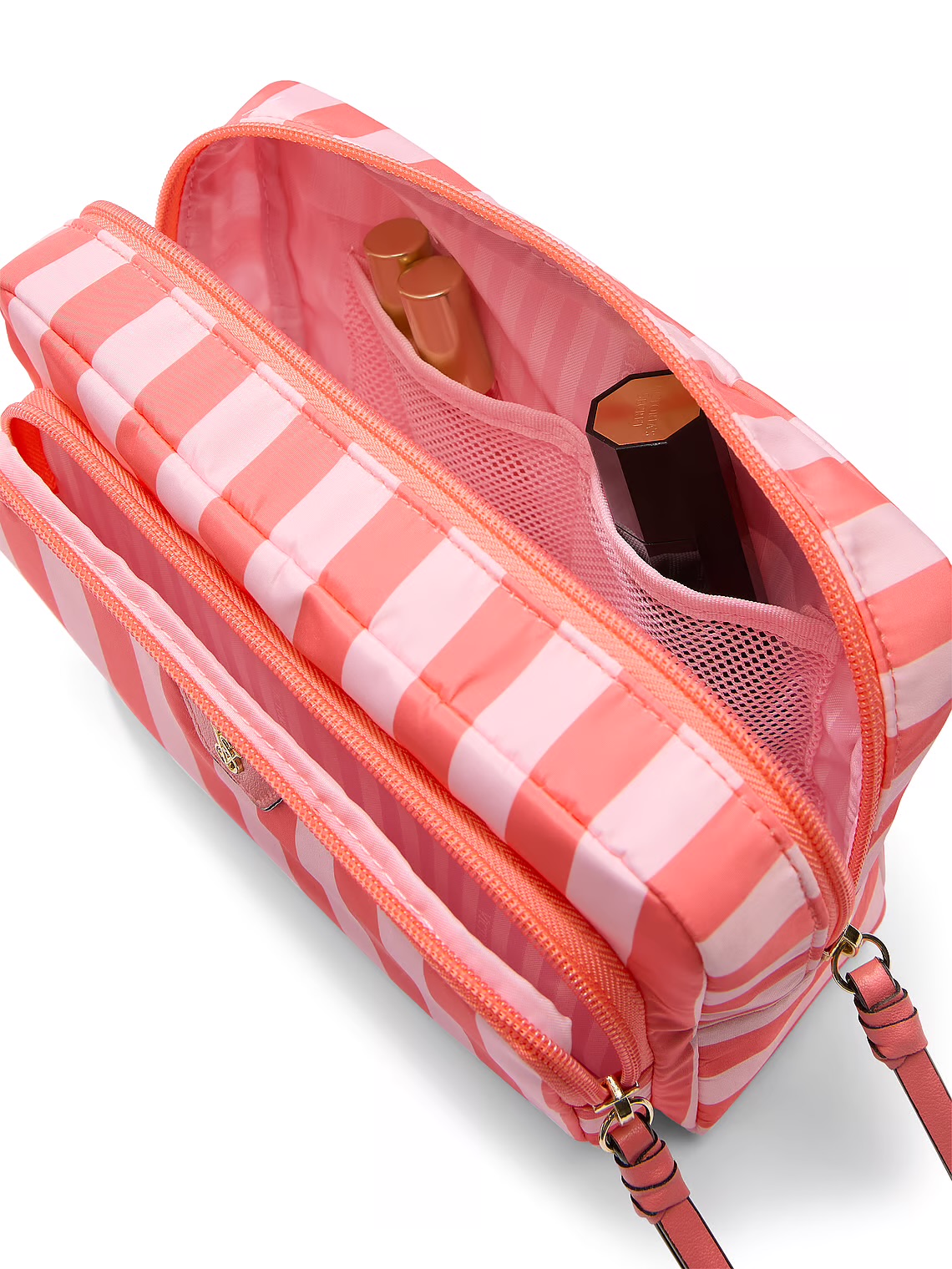 Travel Makeup Pouch Glow Orange Stripe 7AVB
