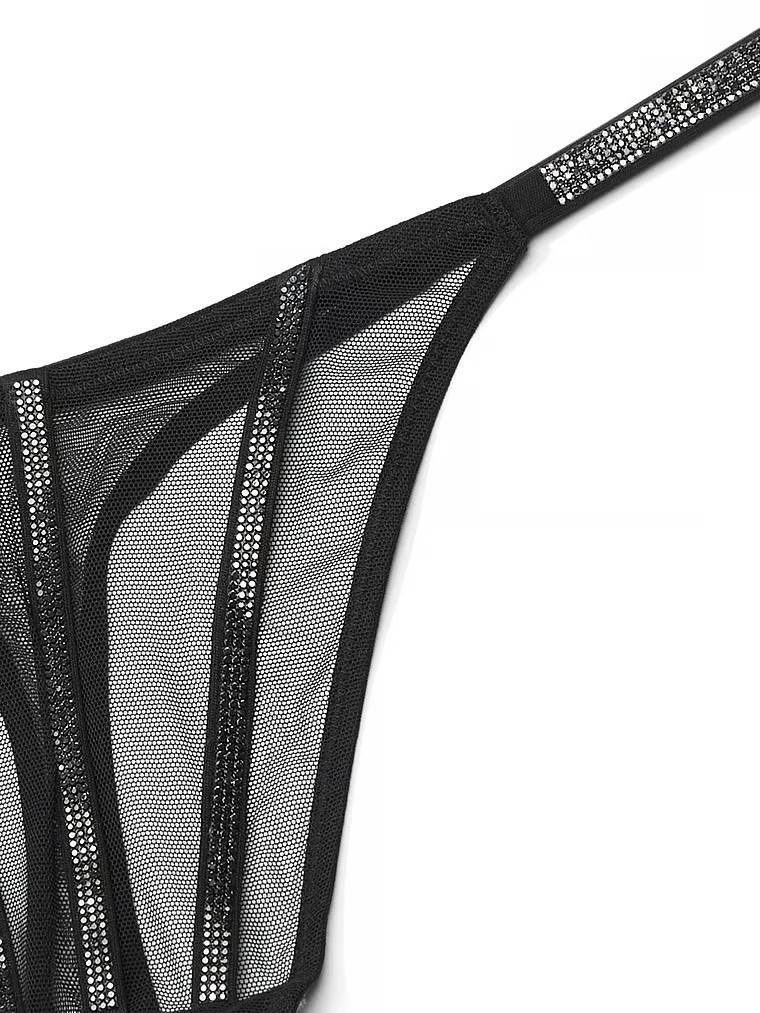 Sheer Shine Thong Panty Розмір L Black 54A2