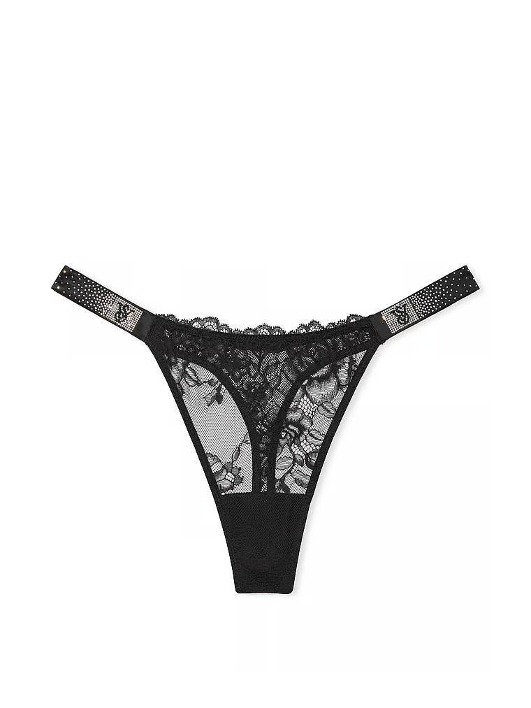 Трусики стрінги Shine Stripe Розмір L Black 54A2 мереживо