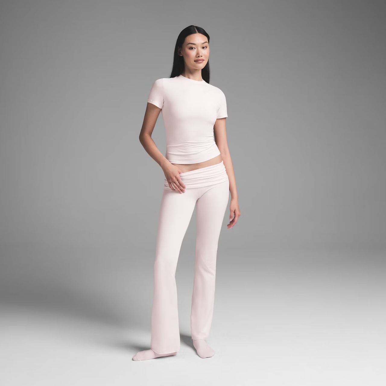 Cotton jersey t-shirt Barely pink, M