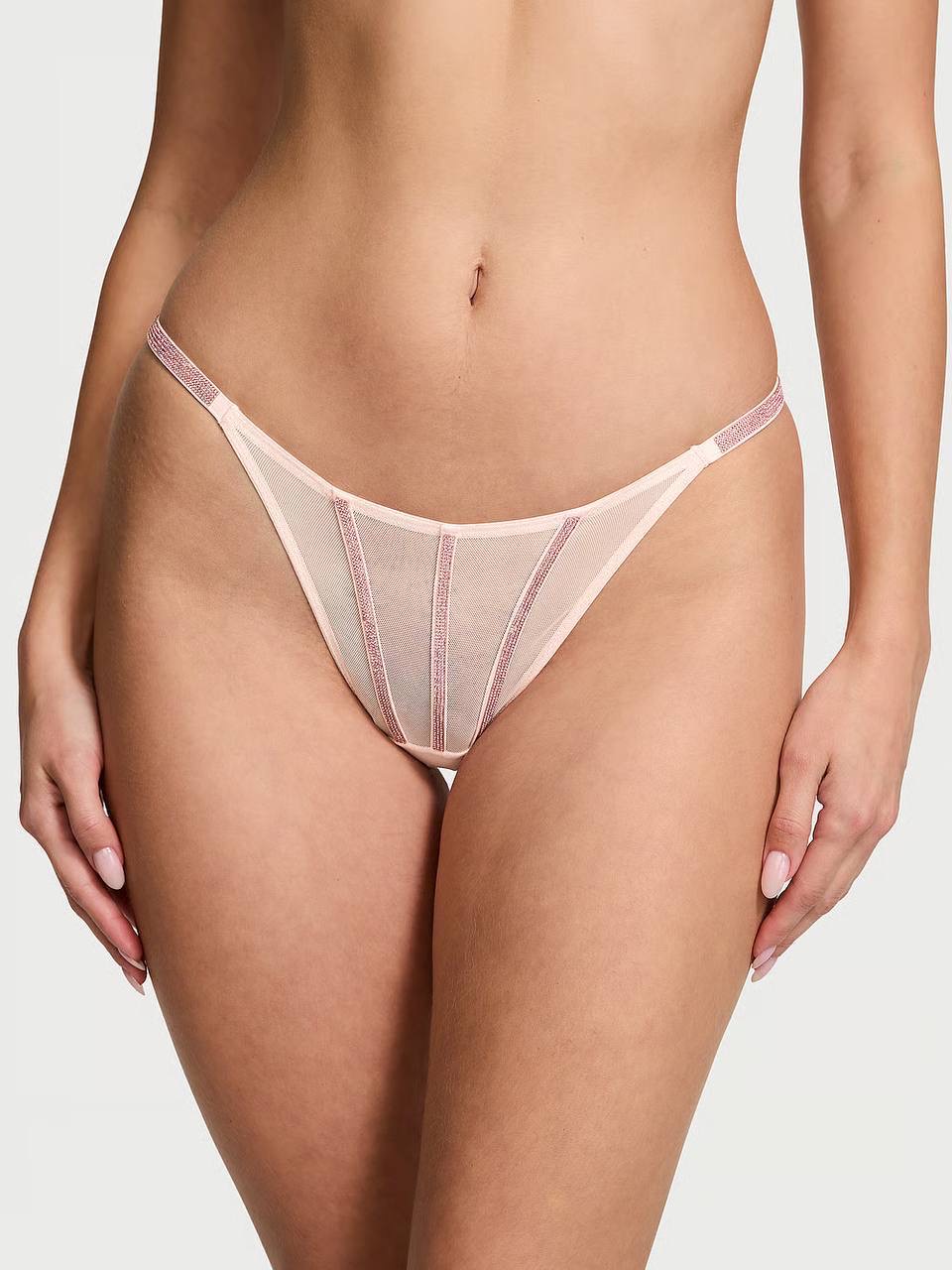 Sheer Shine Thong Panty Розмір L Pink 2HMN