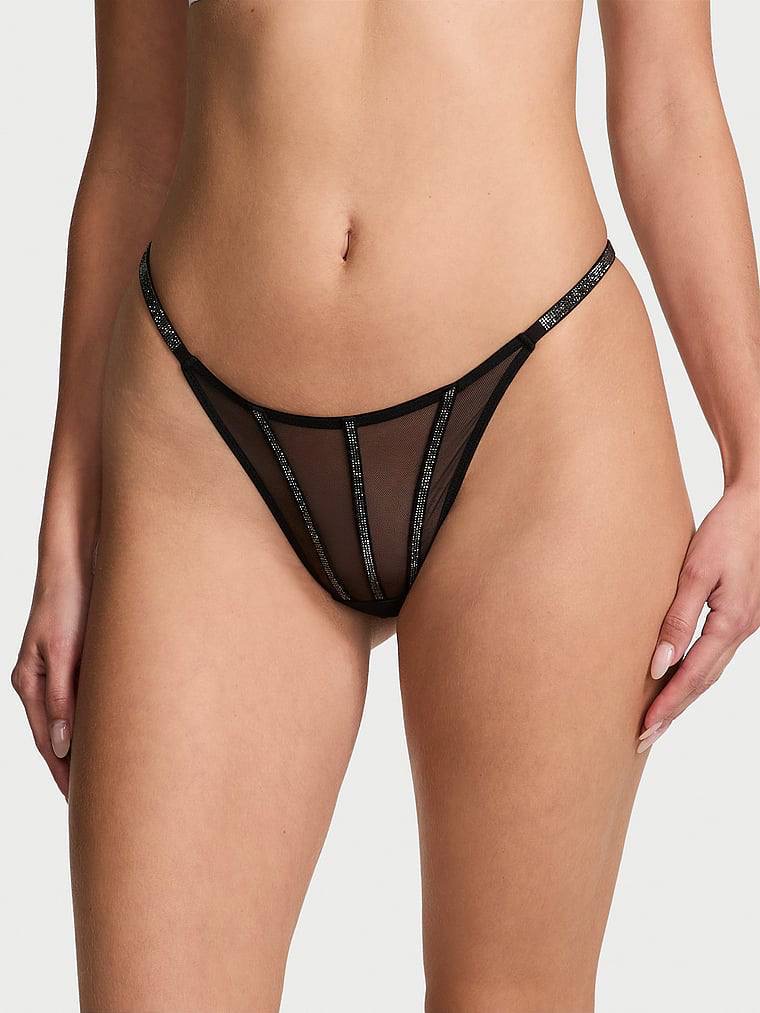 Sheer Shine Thong Panty Розмір L Black 54A2
