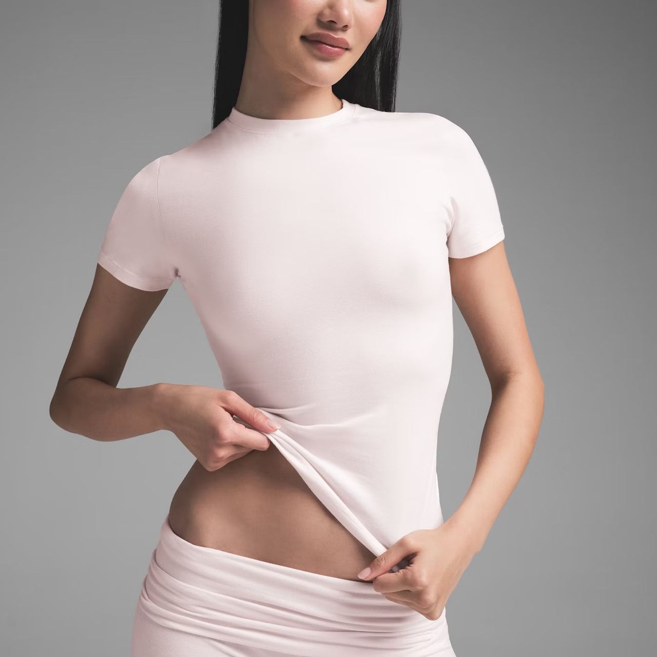 Cotton jersey t-shirt Barely pink, M