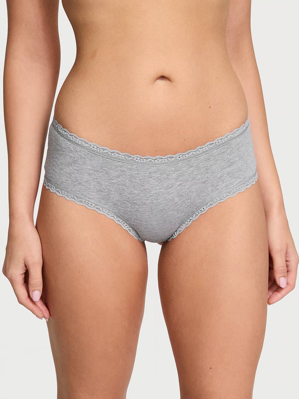 Cotton Lace-Waist Cheeky Panty Розмір M VS Heather Grey 1NG0
