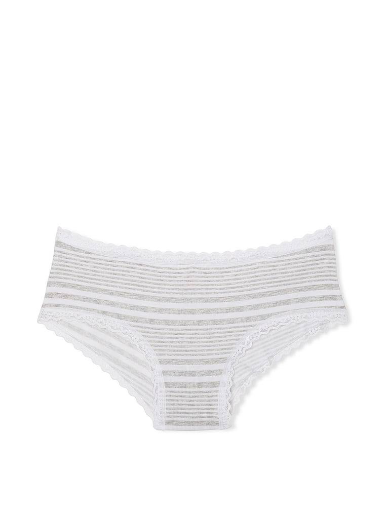 Cotton Lace-Waist Cheeky Panty Розмір S VS White & Grey Stripes 6A2O