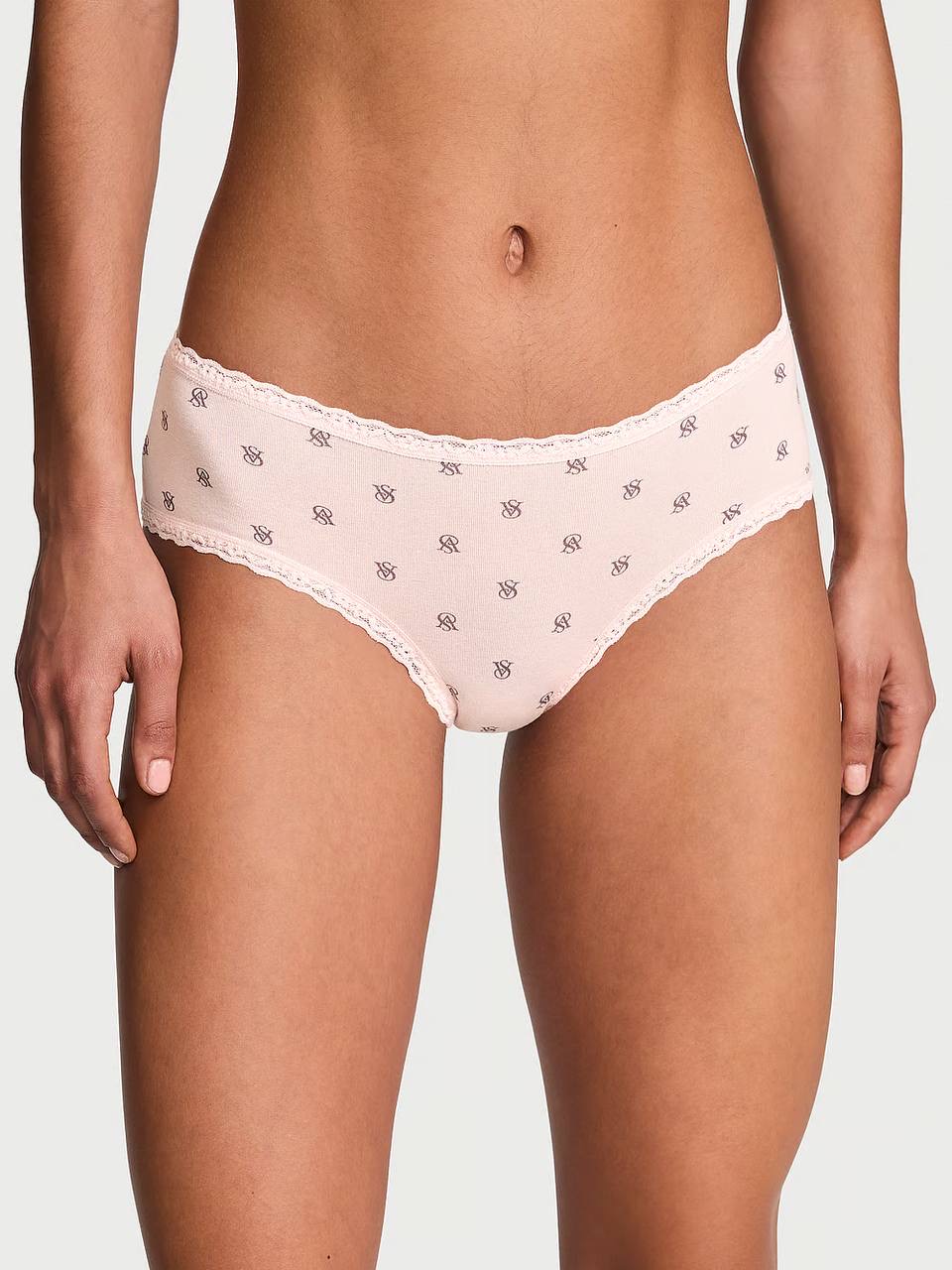 Cotton Lace-Waist Cheeky Panty Розмір S VS Pink Logo Dots 6A2Q