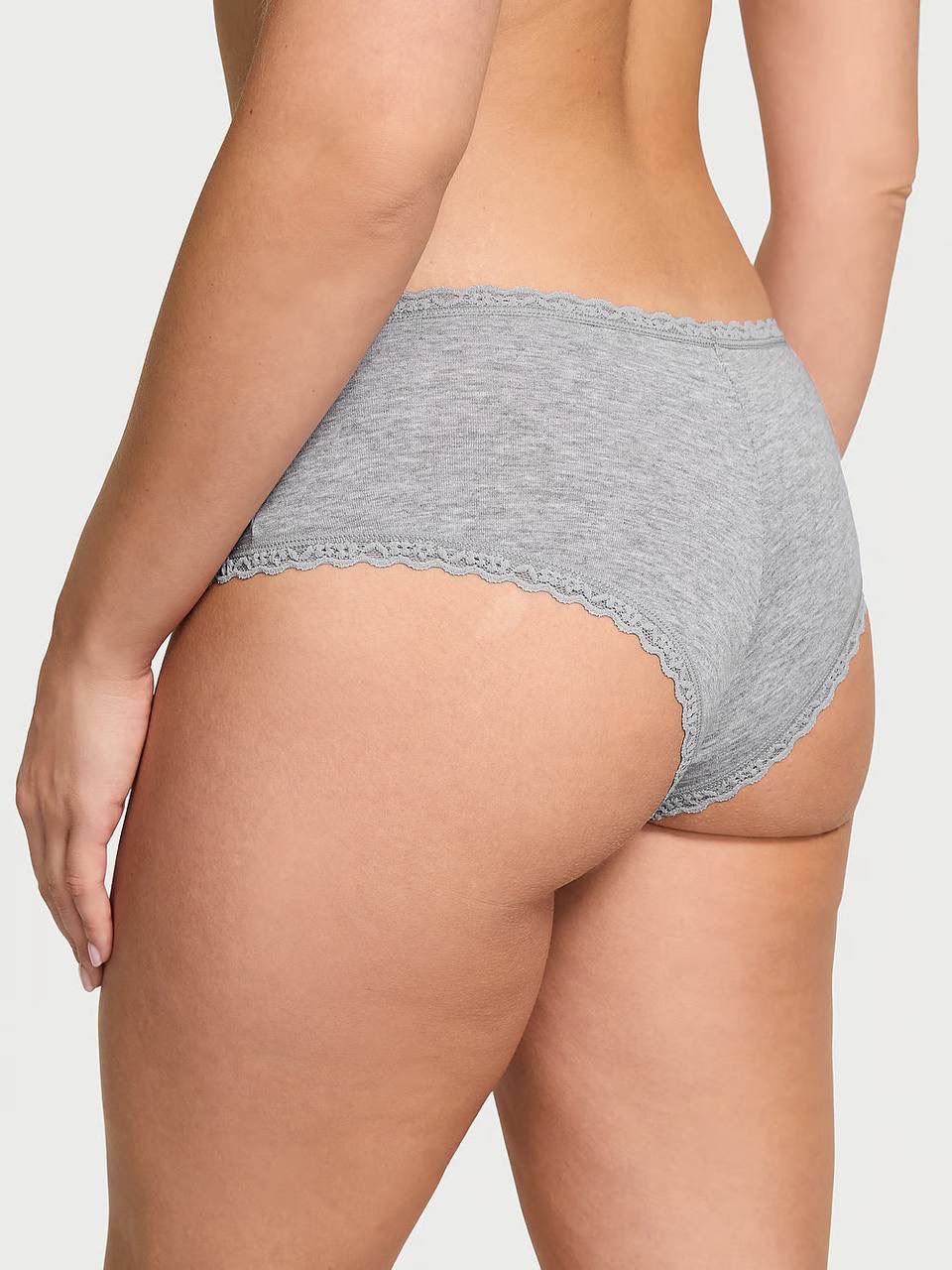 Cotton Lace-Waist Cheeky Panty Розмір S VS Heather Grey 1NG0