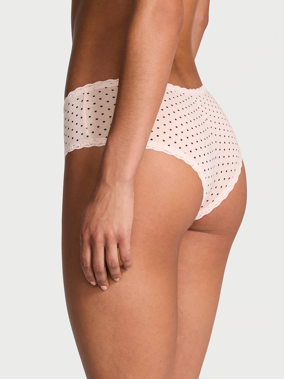 Cotton Lace-Waist Cheeky Panty Розмір S VS Purest Pink Dots 5DLG