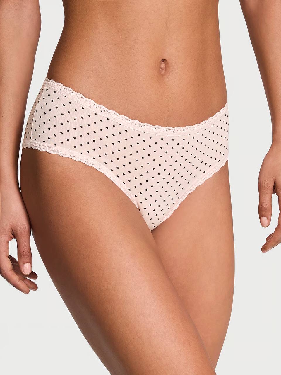 Cotton Lace-Waist Cheeky Panty Розмір M VS Purest Pink Dots 5DLG