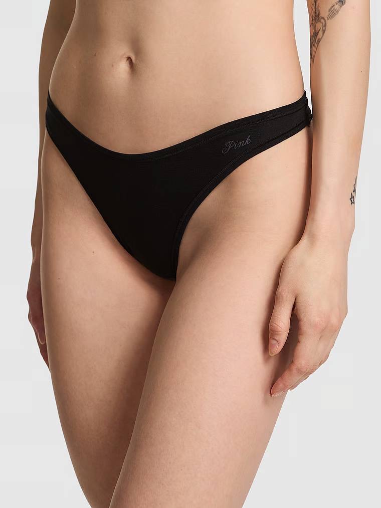 Cotton Thong Panty Розмір L Black