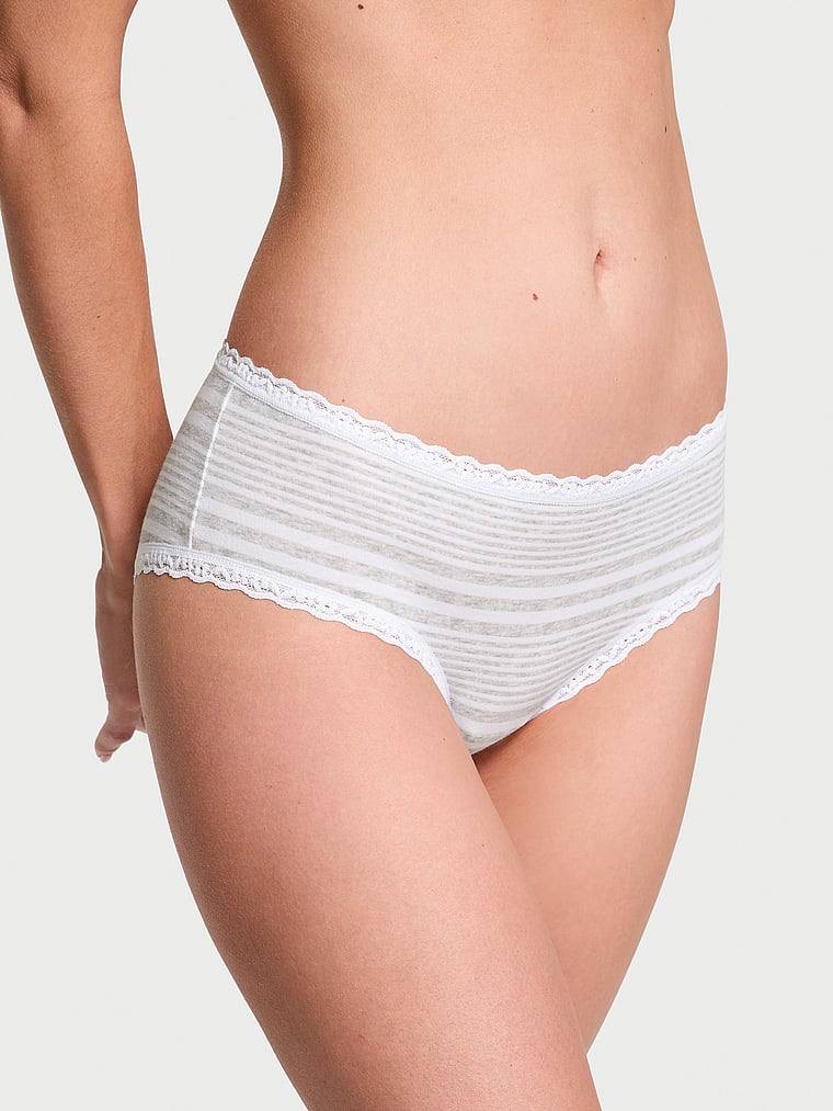 Cotton Lace-Waist Cheeky Panty Розмір S VS White & Grey Stripes 6A2O