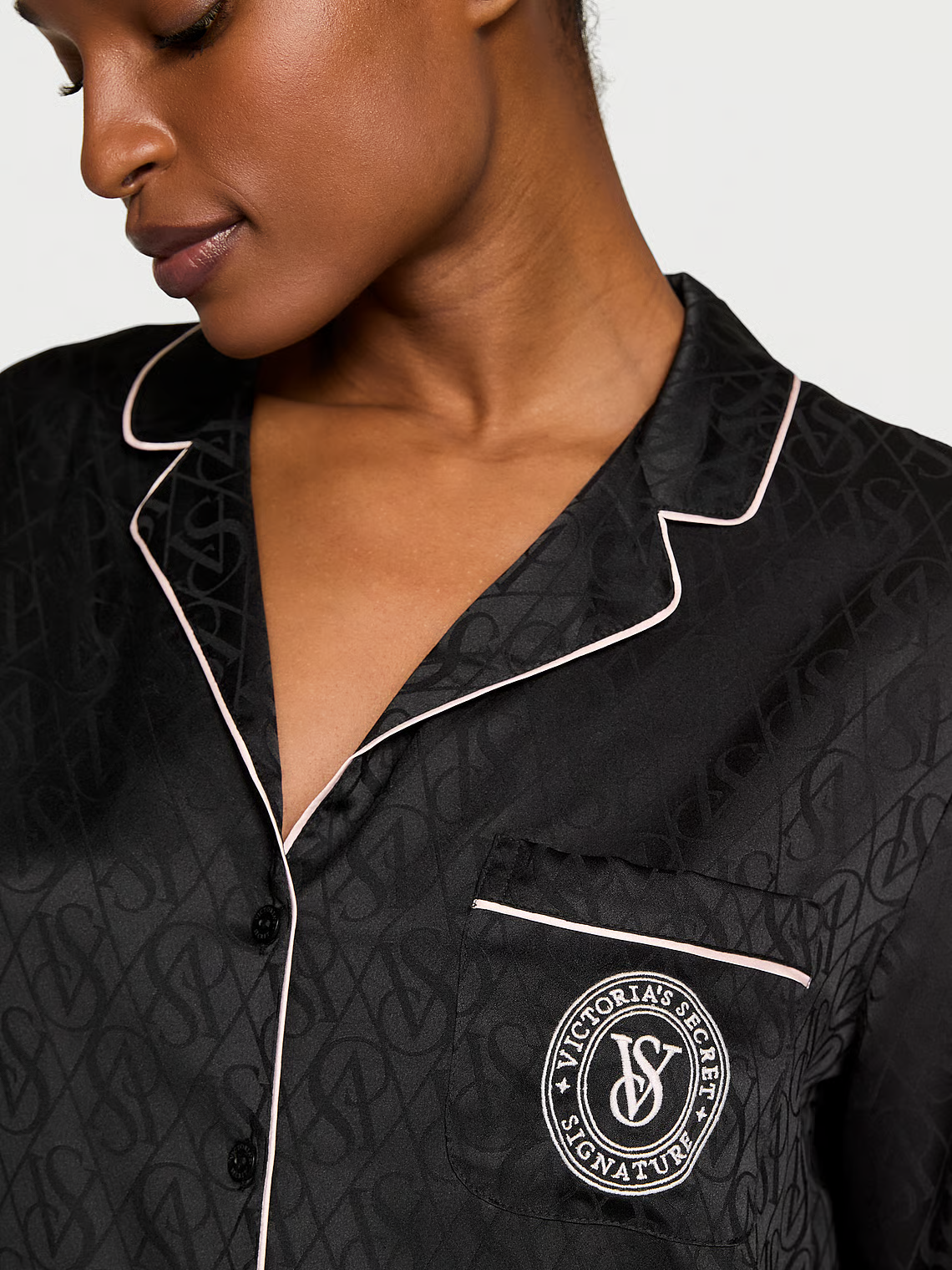 Сатинова піжама зі штанцями Jacquard 5O0U, S regular