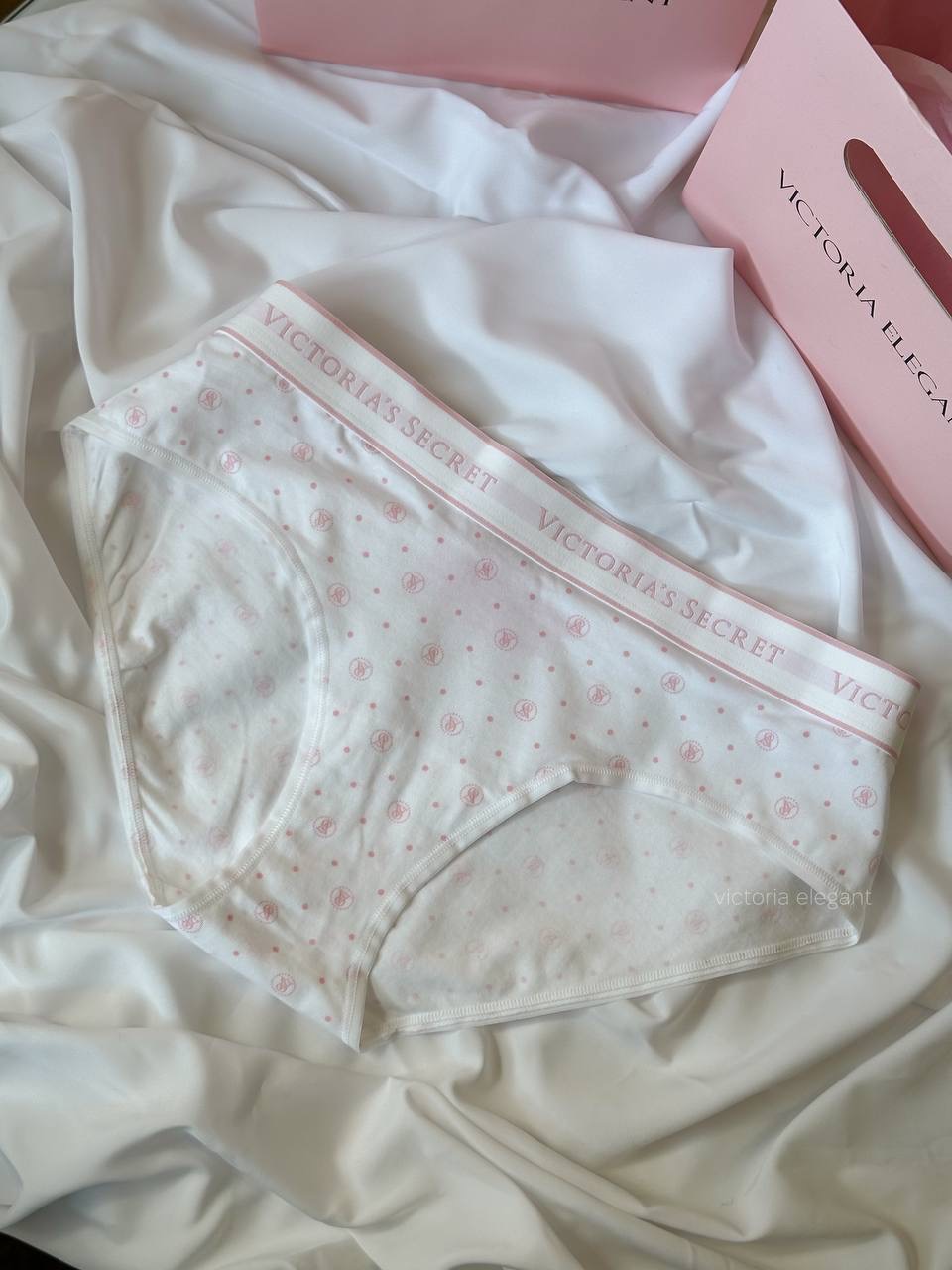 Logo Cotton VS Hiphugger Panty Розмір S White Logo Dots 6F12