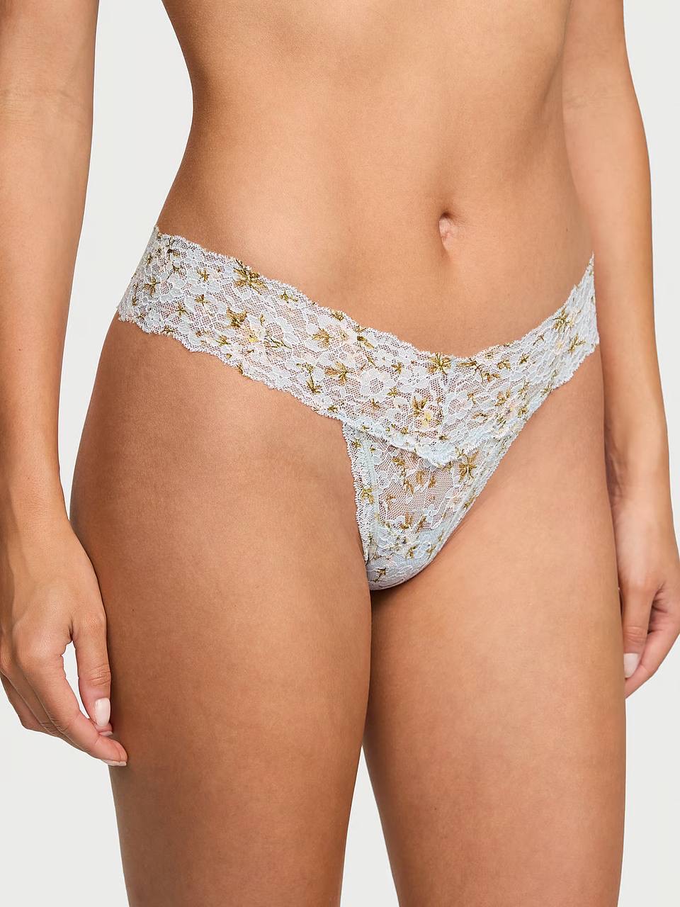 Кружевні трусики стрінги розмір XS Palest Blue Ditsy Floral 74OV