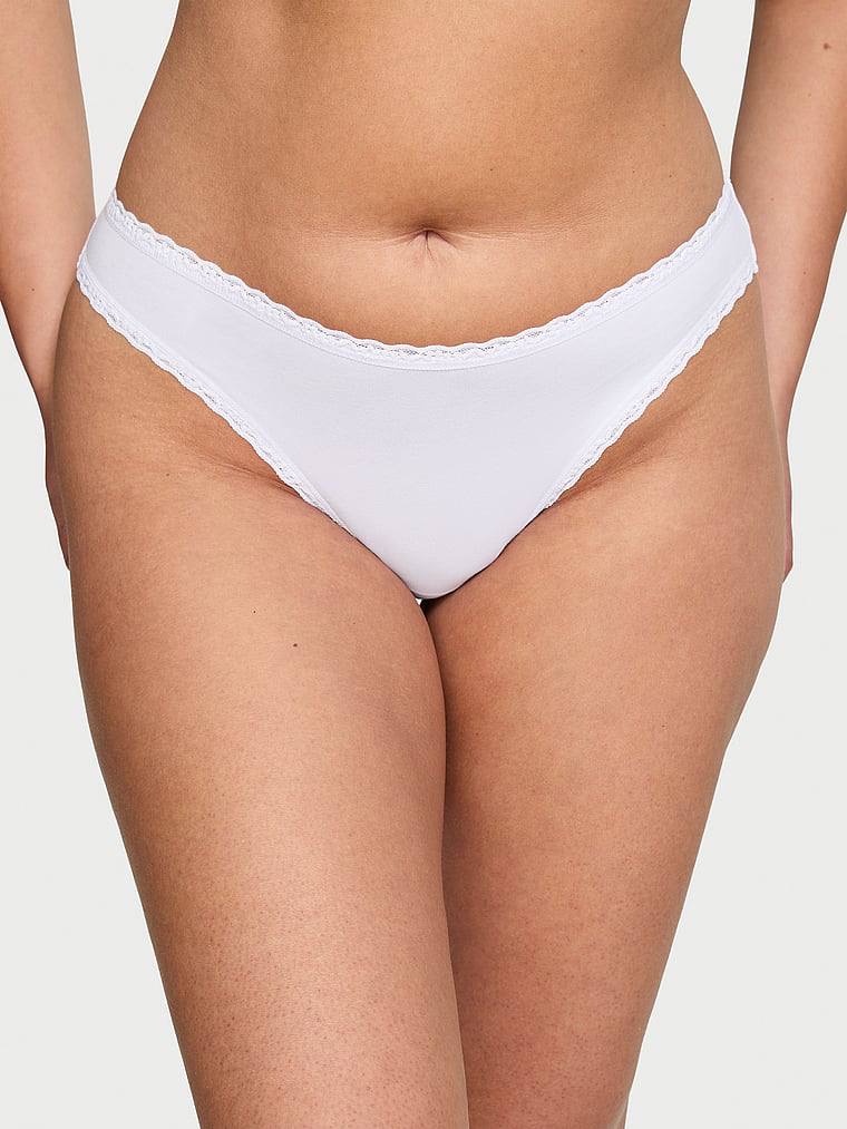 Lace -Trim Bikini Panties Розмір L White