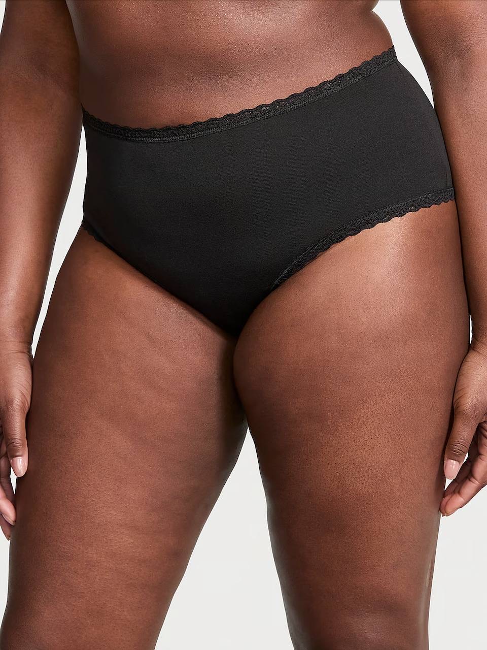 Cotton Lace-Waist Cheeky Panty Розмір M VS Black