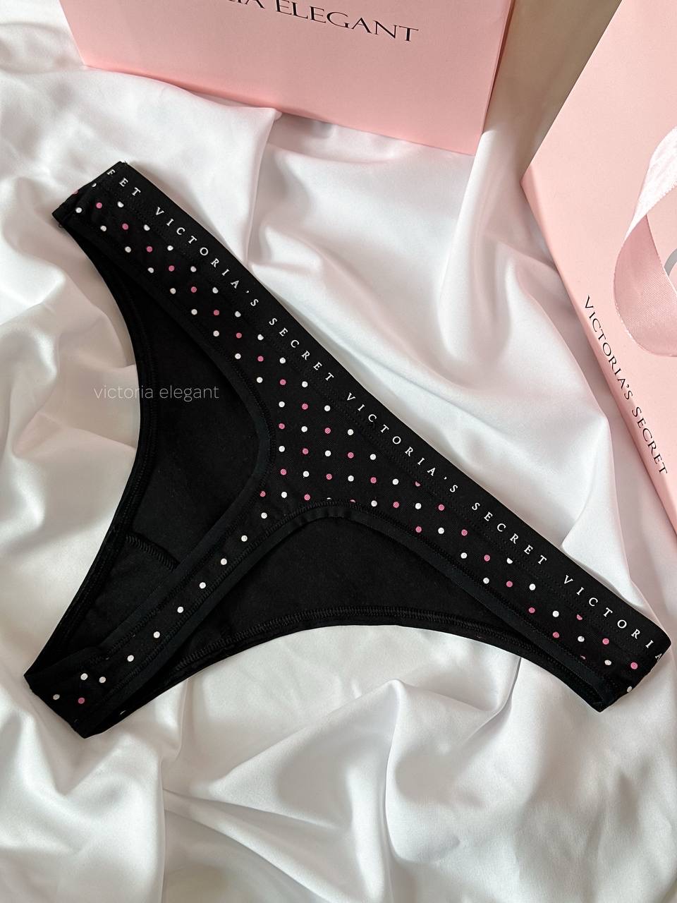 Stretch Cotton Стрінги Розмір S Black Dots 5TPA