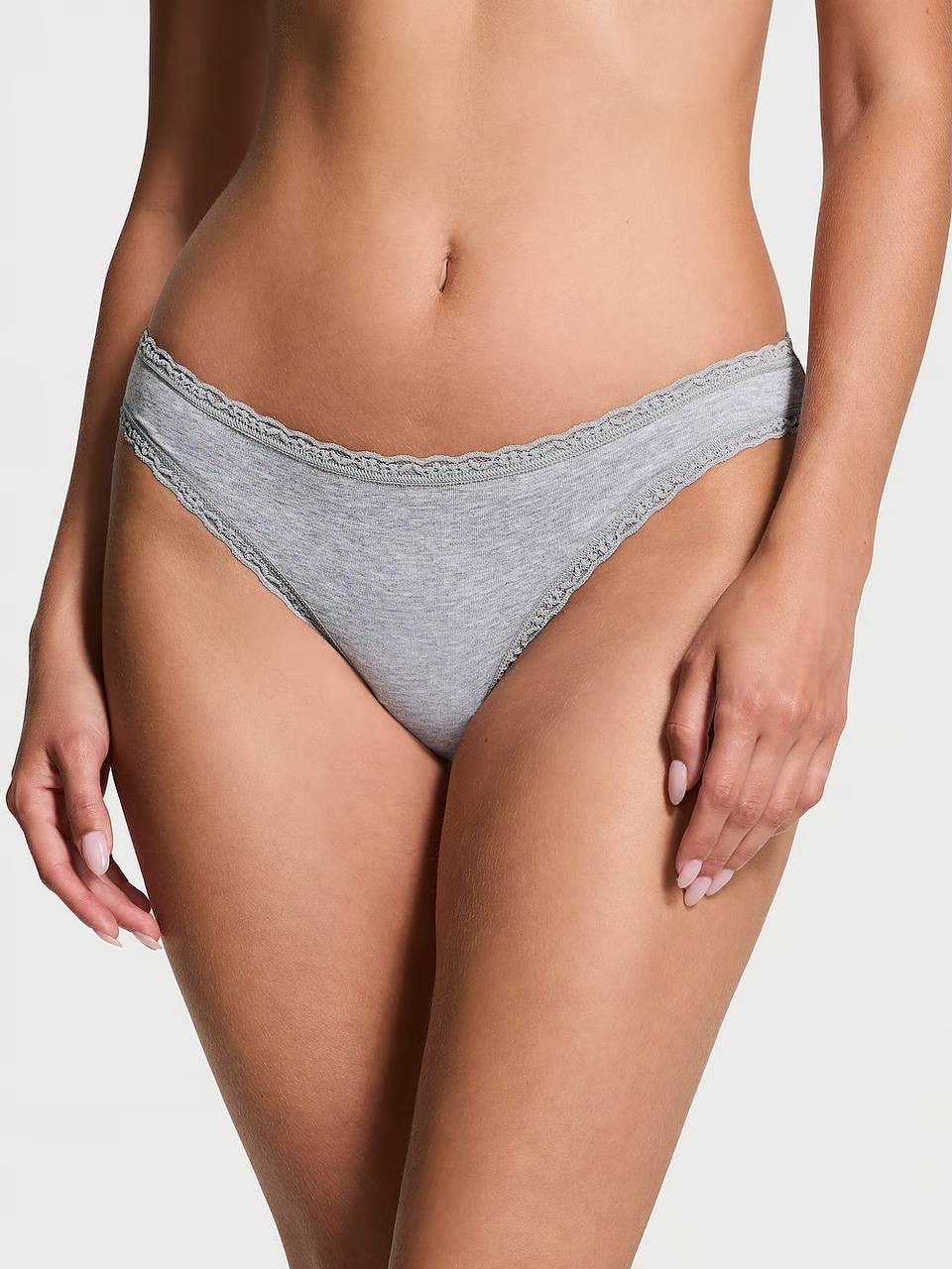 Lace -Trim Bikini Panties Розмір L Heather Grey 1NG0