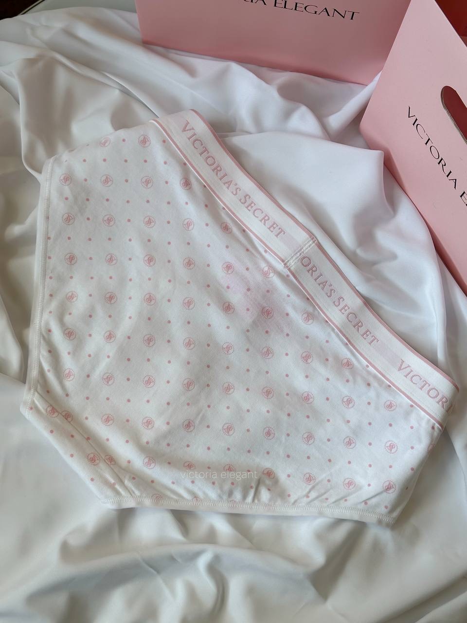 Logo Cotton VS Hiphugger Panty Розмір S White Logo Dots 6F12