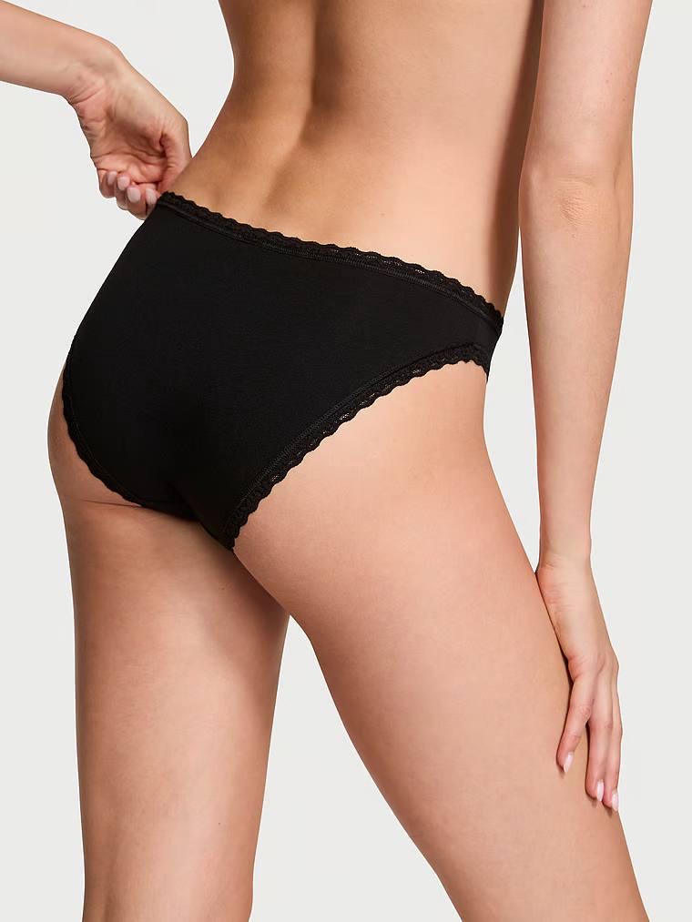 Lace -Trim Bikini Panties Розмір L Black