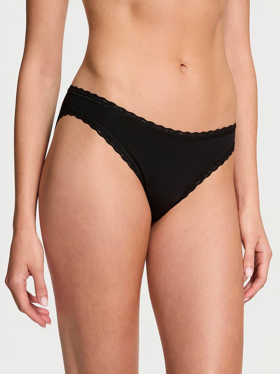 Lace -Trim Bikini Panties Розмір L Black