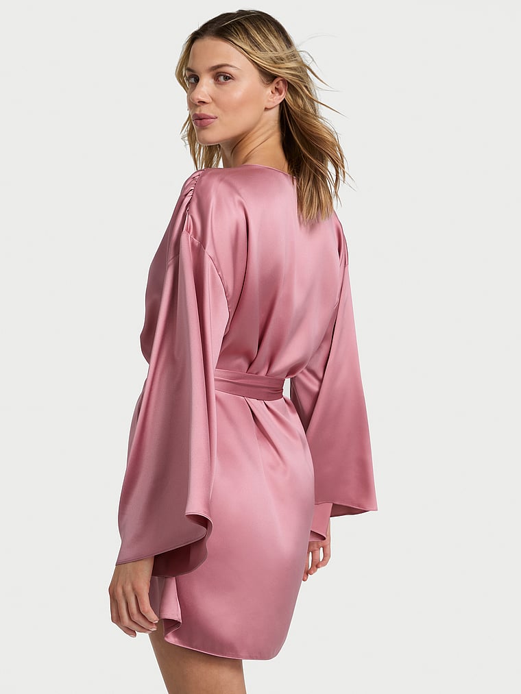 Халатик Short Satin Robe Victoria’s Secret 4SHM - Dusk Mauve, Розмір ХS/S