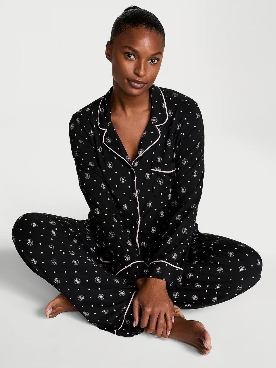 Модалова піжамка зі штанцями Black Vs Lockup Dot 7B3C, XS regular