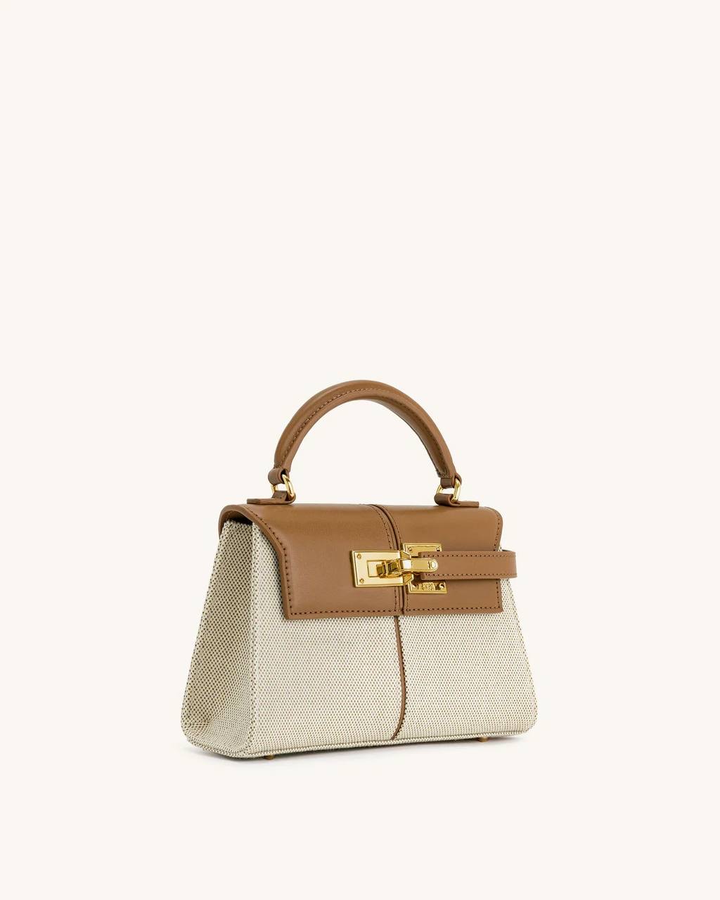 Elise Top Handle Bag Brown Canvas JW PEI