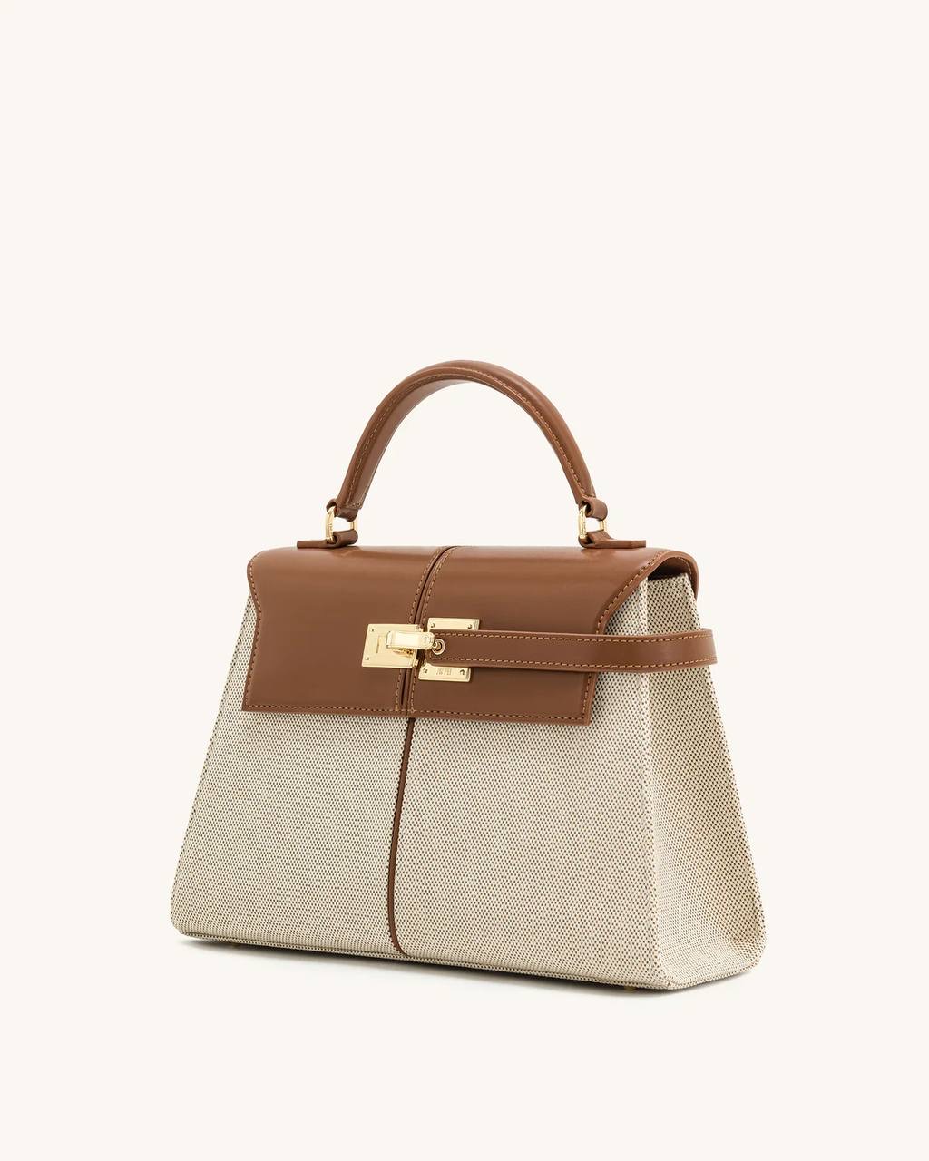 Elise Large Top Handle Bag Brown Canvas JW PEI