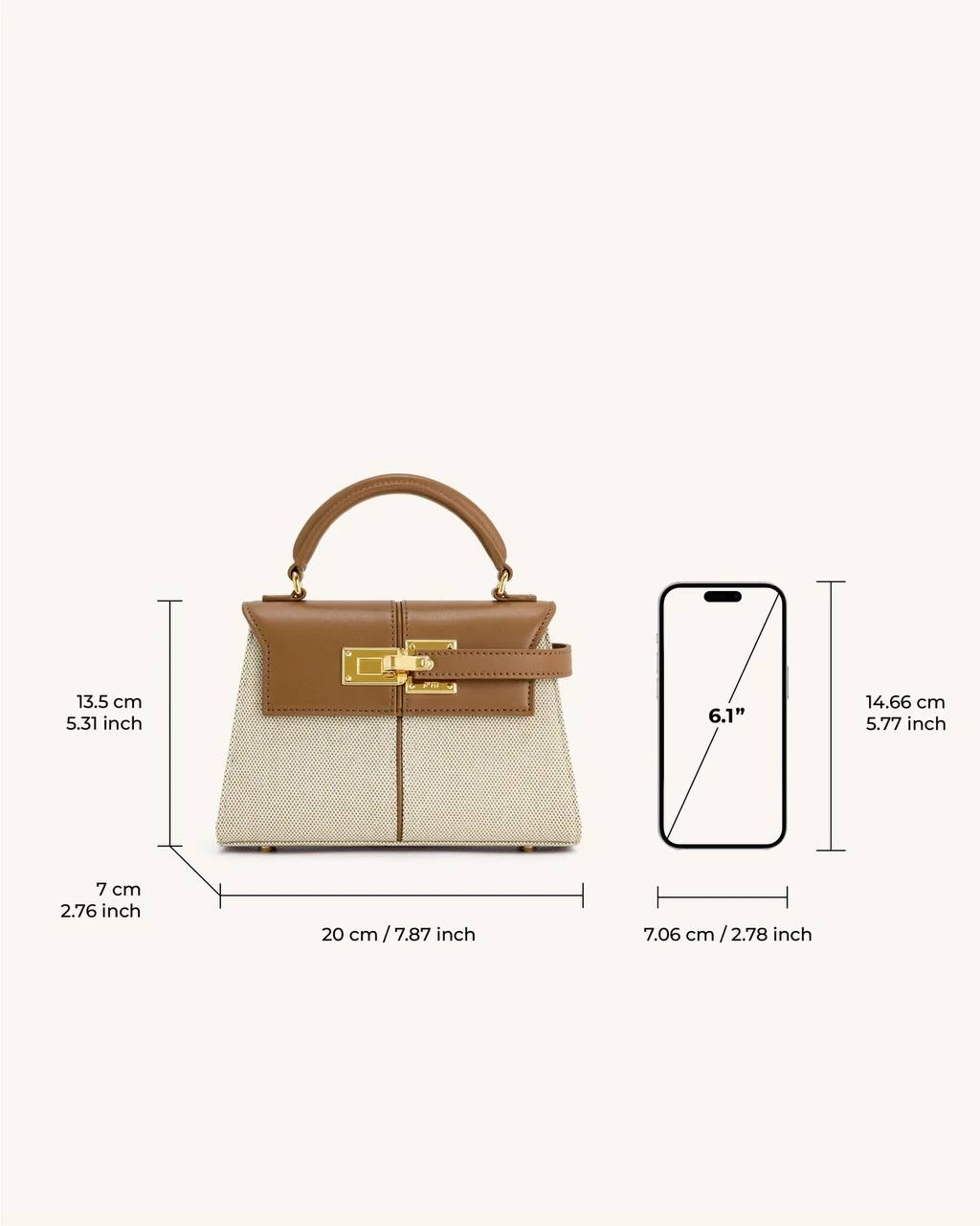 Elise Top Handle Bag Brown Canvas JW PEI