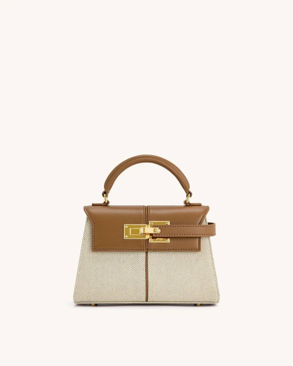 Elise Top Handle Bag Brown Canvas JW PEI 