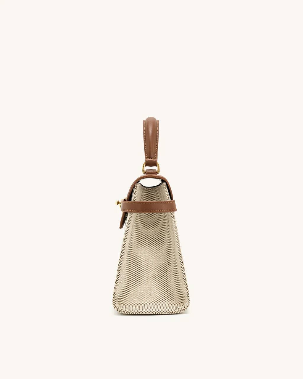 Elise Large Top Handle Bag Brown Canvas JW PEI