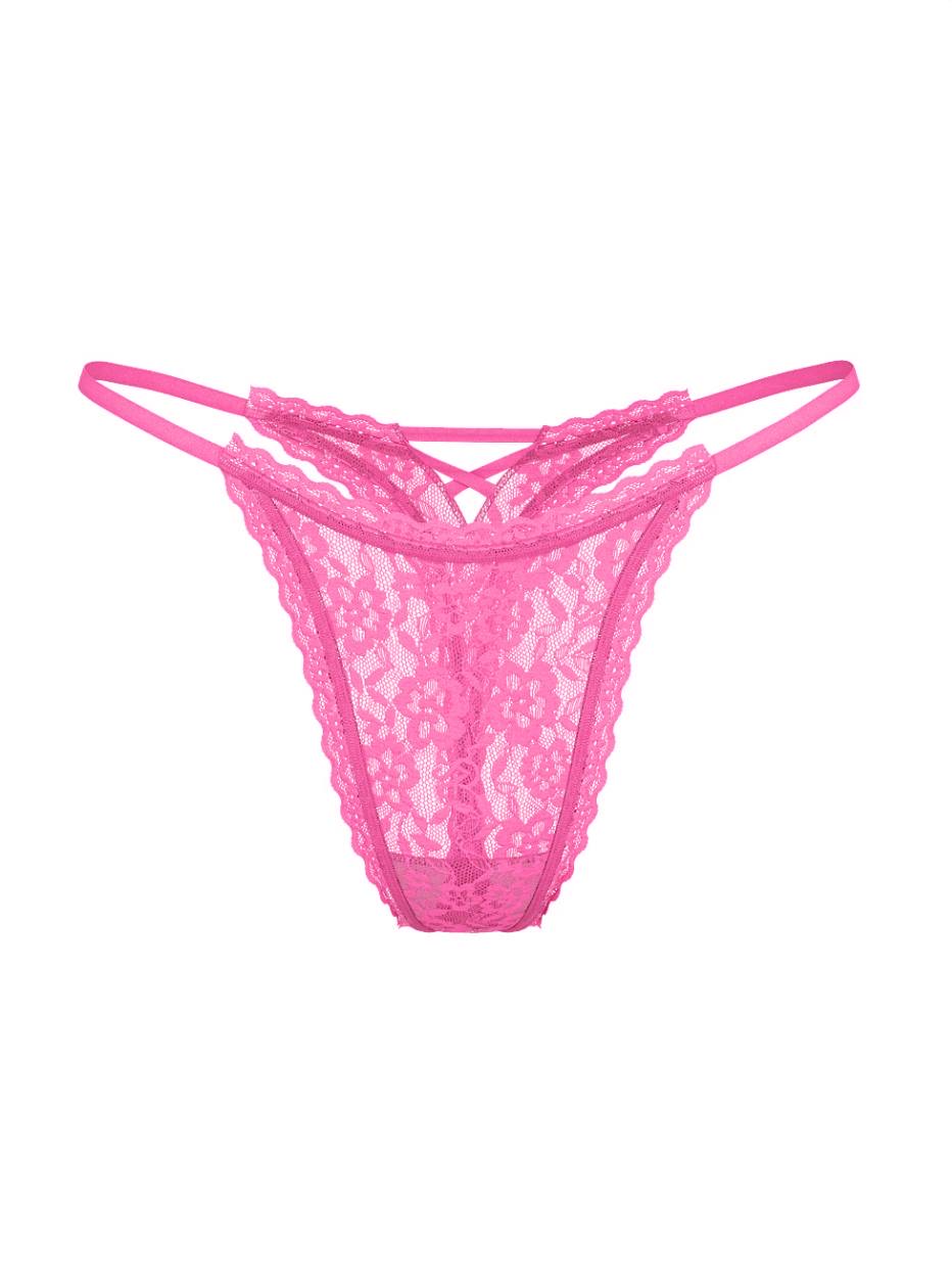 Lace Strappy-Back String Thong Panty Розмір L Ultra Pink 00T2