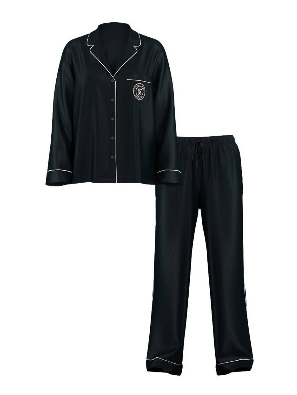 Сатинова піжама зі штанцями Jacquard 5O0U, XS regular