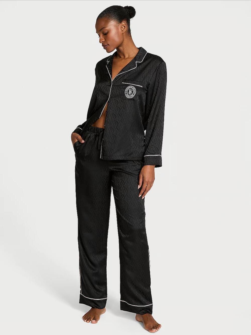 Сатинова піжама зі штанцями Jacquard 5O0U, XS regular
