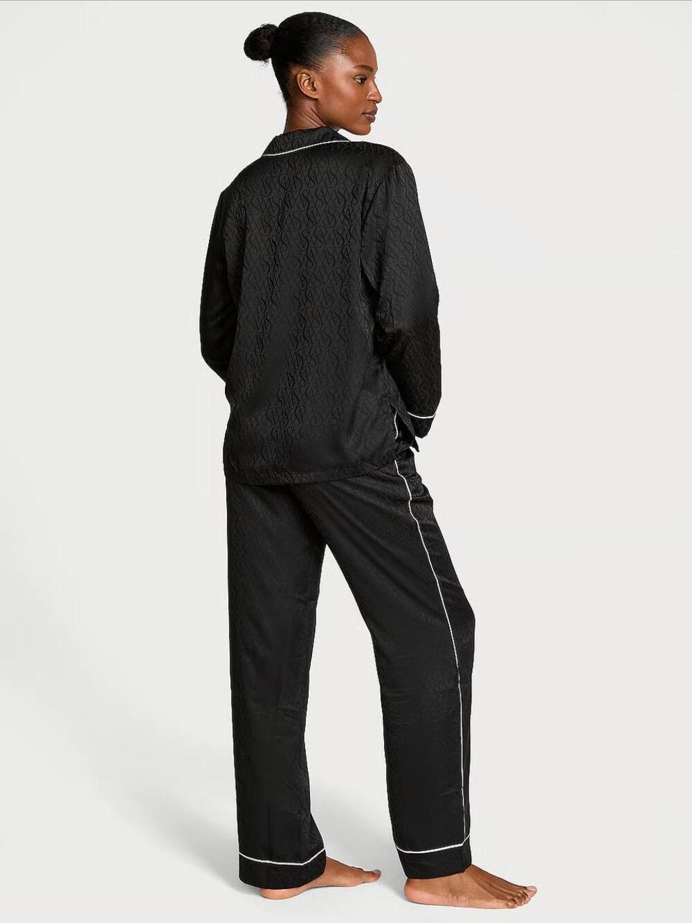Сатинова піжама зі штанцями Jacquard 5O0U, XS regular