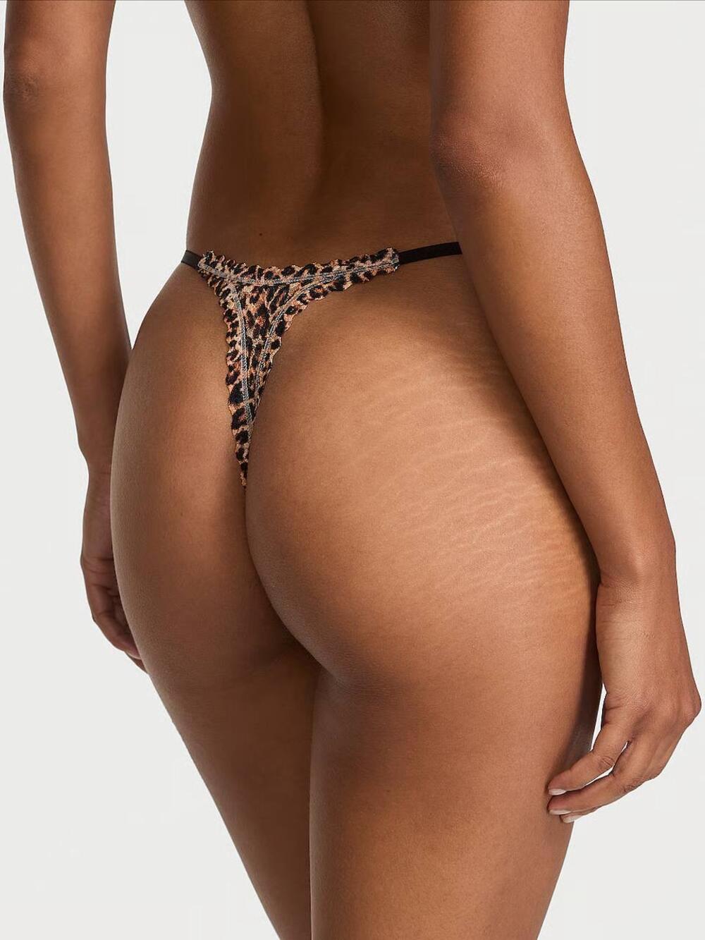 Lace Strappy-Back String Thong Panty Розмір XS Natural Leopard 7BHK