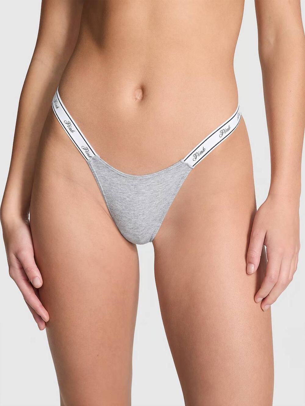 Тонке ЛОГО PINK стрінги Розмір XS Grey Oasis Marl (2ODJ)
